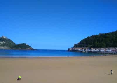 Looking from the beach out to sea in San Sebastian