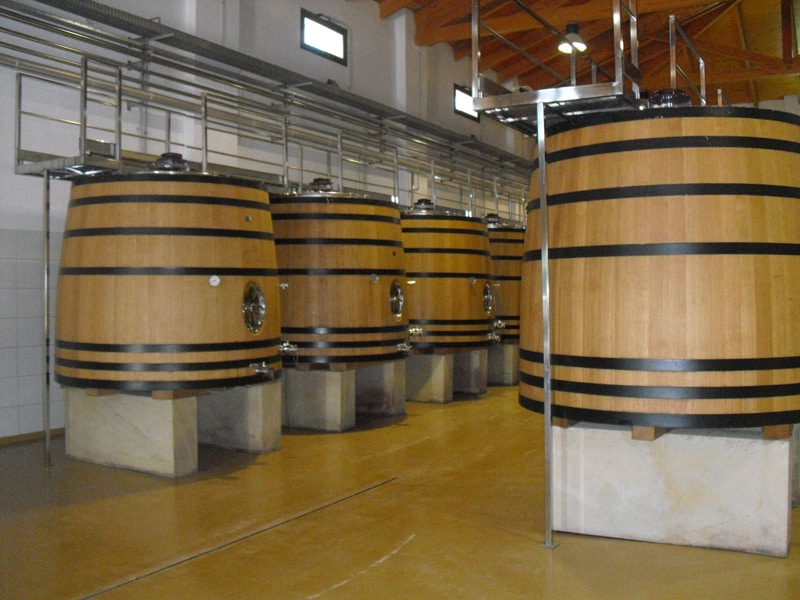 Interior of a winery wooden fermaentation vats